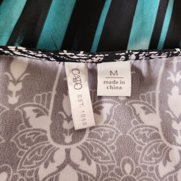 CATO Black Print Lightweight Tunic Boho Peasant Blouse Size M - Picture 4 of 4